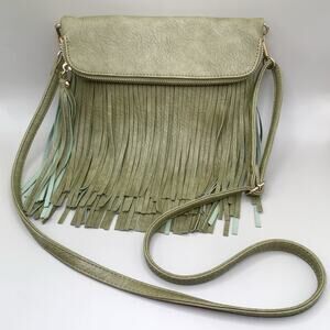 Mellow World Fringe Crossbody Bag Olive Green Boho Festival Tassel Purse